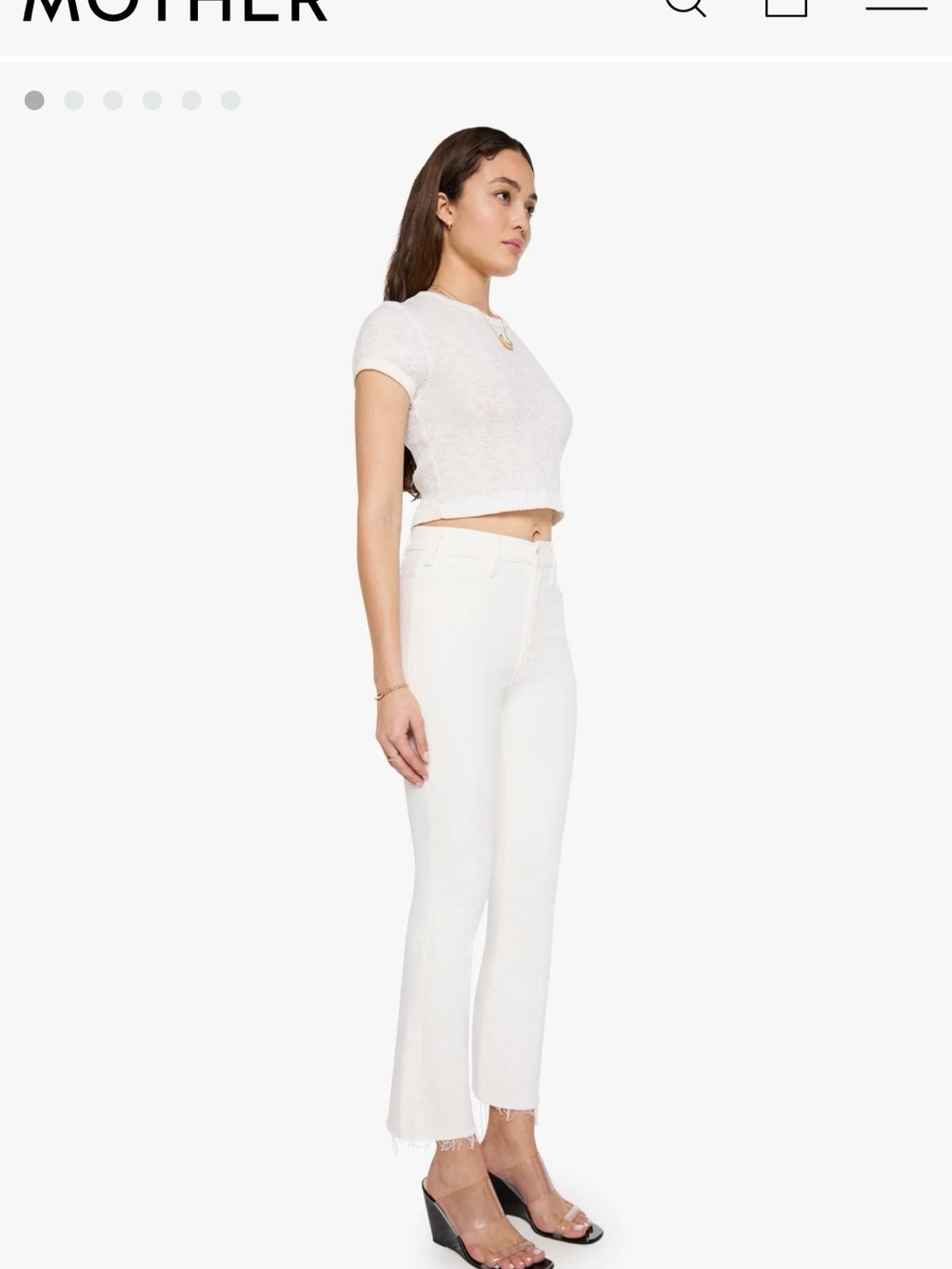 Mother The Hustler Fray Ankle Jean Fairest of them all creamy ivory size 29